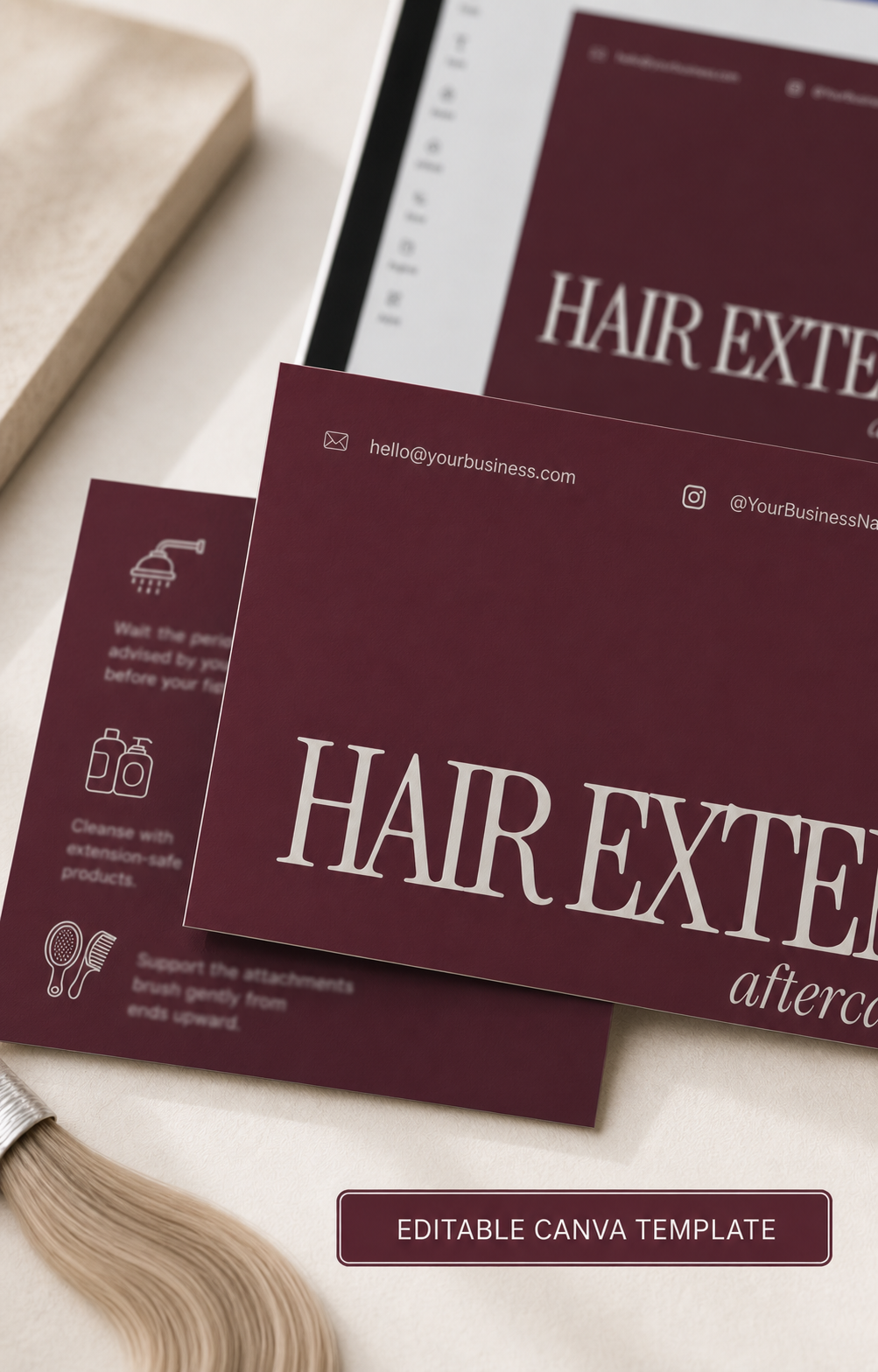 Hair Extension Aftercare Card Template